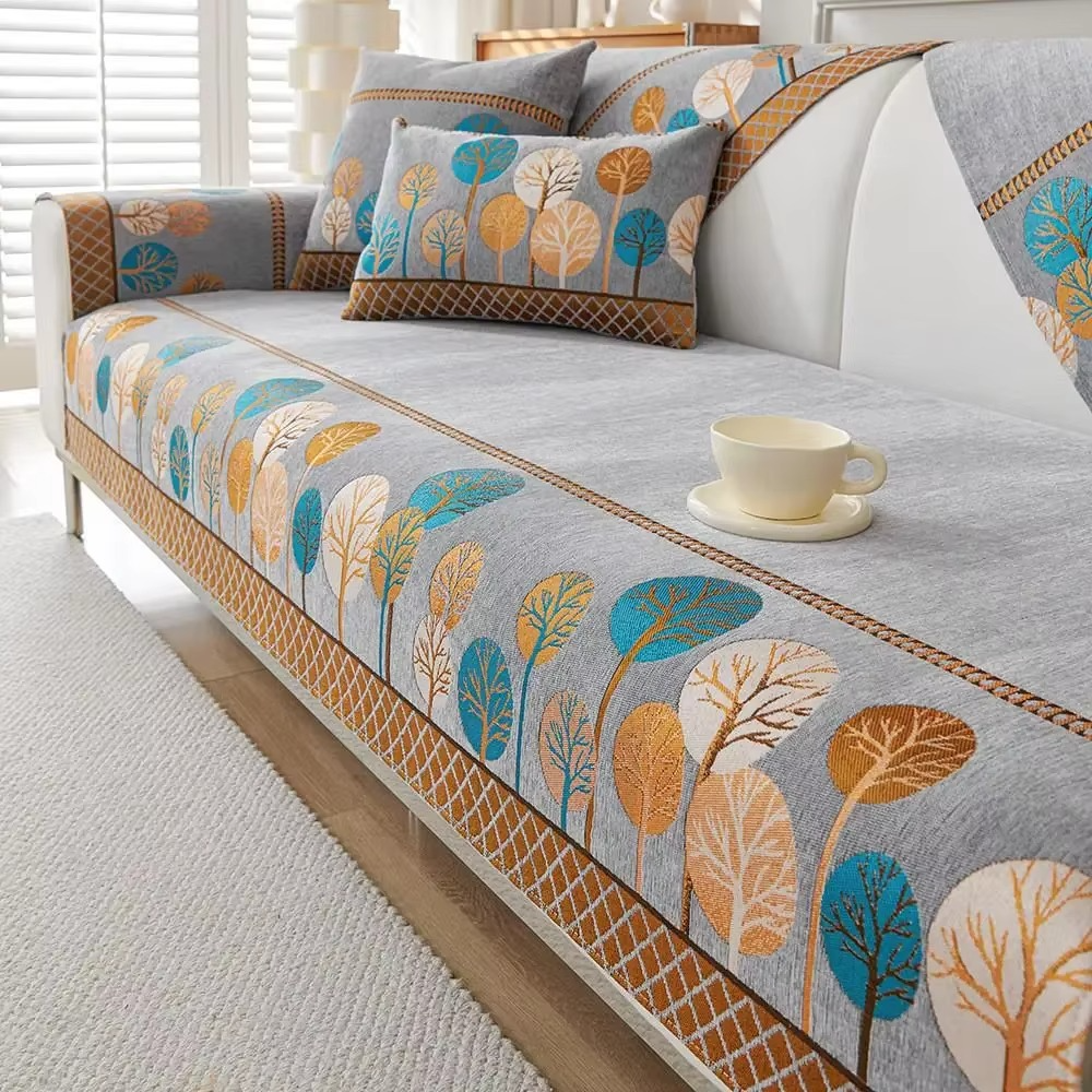 Chenille Boho Jacquard Non Slip Sofa Couch Cover