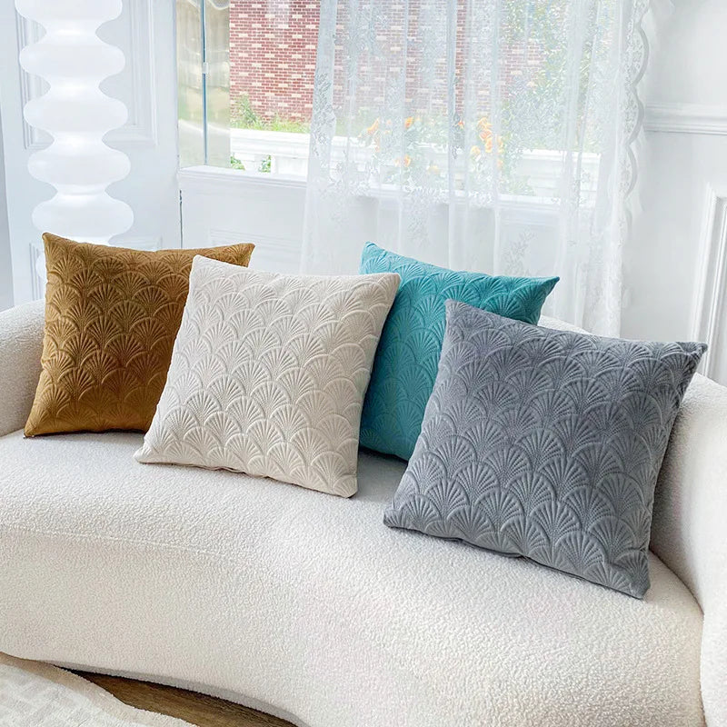 2 Scallop Velvet Throw Pillow Cushion Cover Case