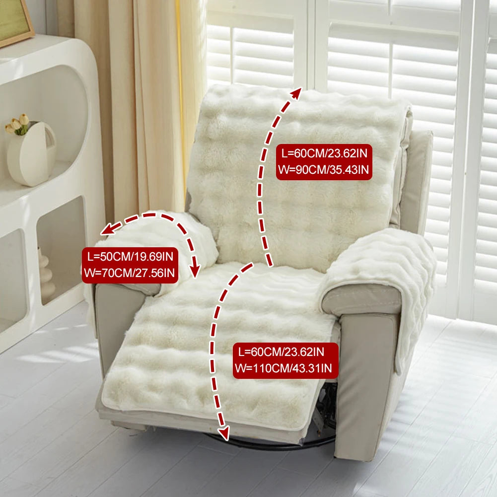 Non-Slip Plush Rabbit Slipcover Lazy Boy Chair Recliner Cover