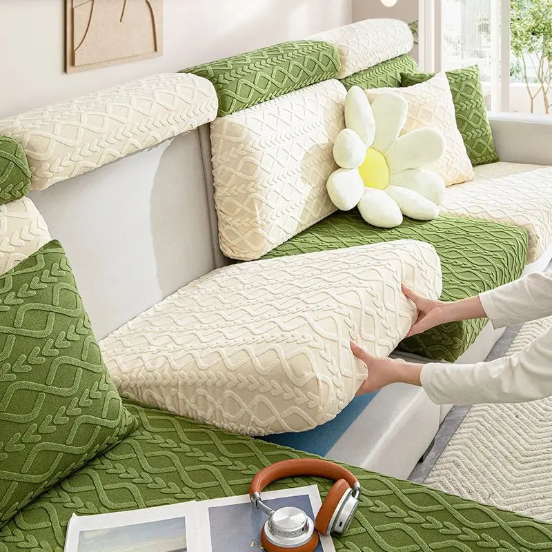 Anti-Slip Jacquard Cushion L Shaped Sofa Couch Cover