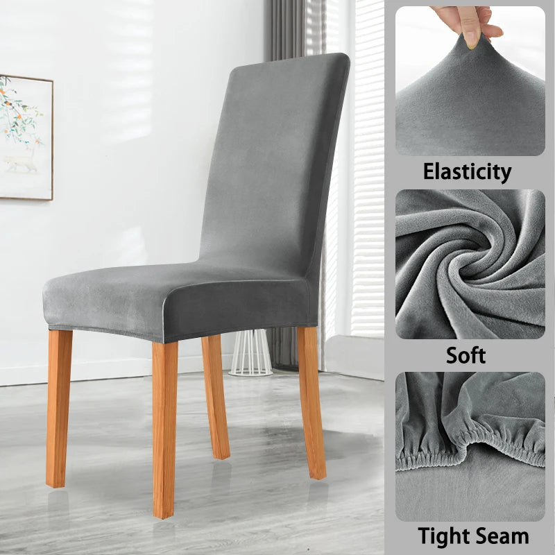 Velvet Slipcover Chair Seat Cover