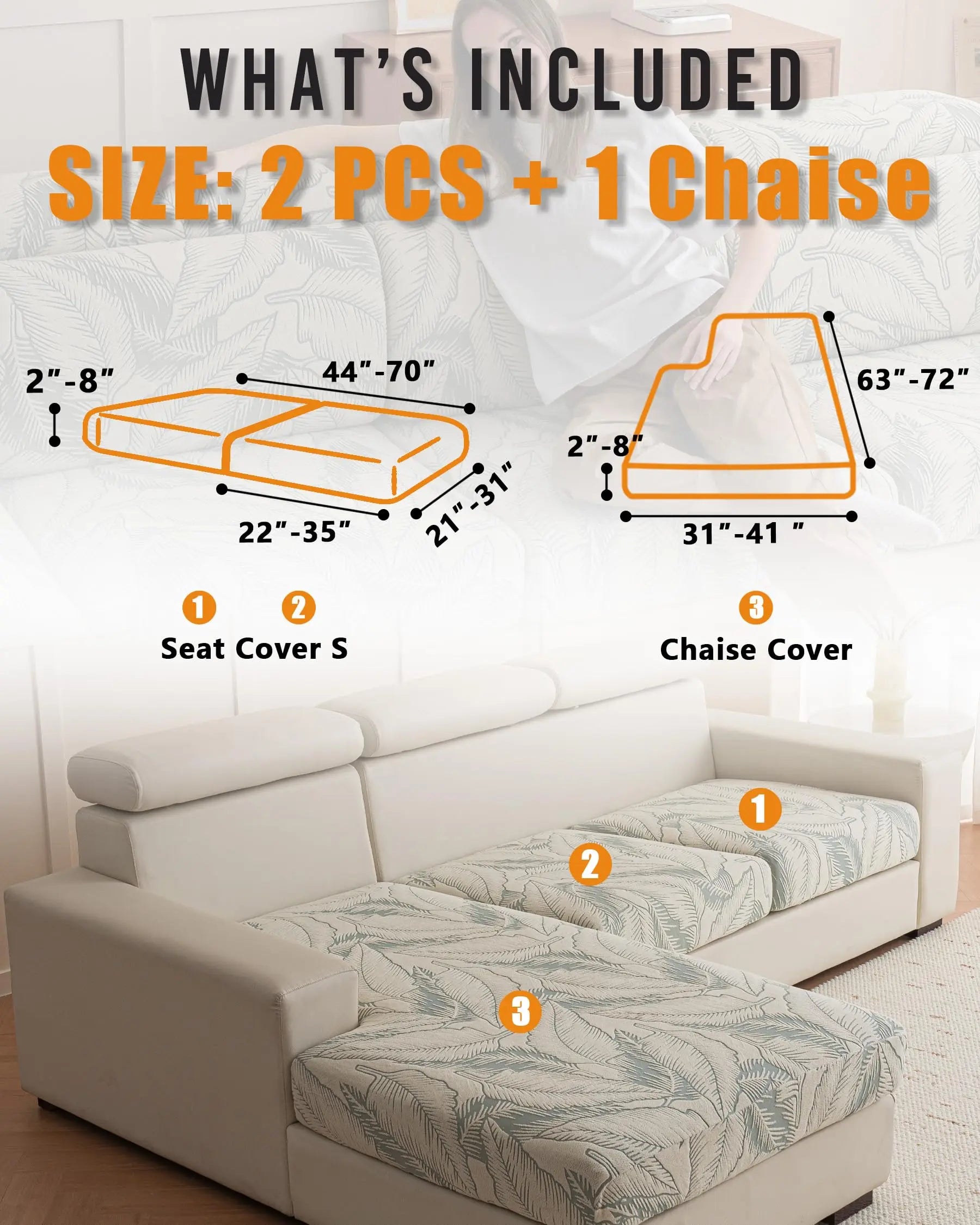 L Shaped Sectional Leaf Cushion Sofa Couch Cover