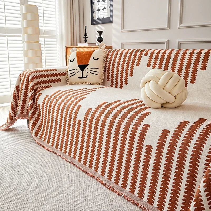 Elegance Chenille Anti-Slip Tassels Sofa Couch Cover