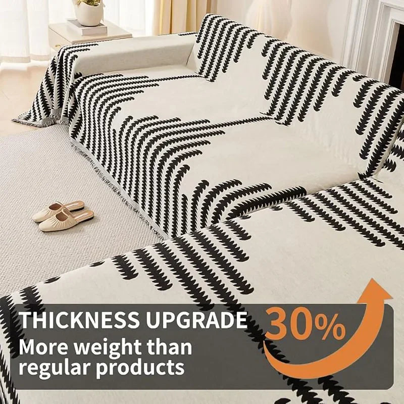 Elegance Chenille Anti-Slip Tassels Sofa Couch Cover