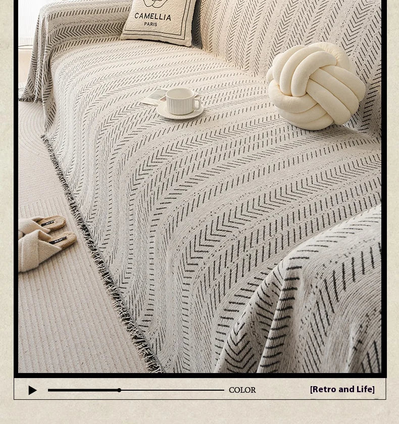 Chenille Tassels Anti-Slip Sofa Couch Cover