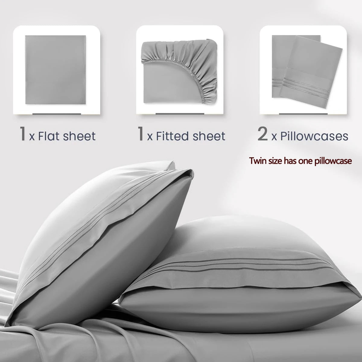 Wrinkle Free Fitted Bedding Sheet Set