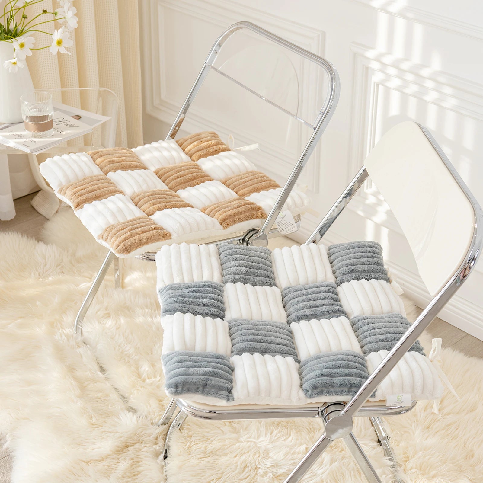 Non Slip Plaid Fuzzy Pet Dog Mat Bed Couch Cover