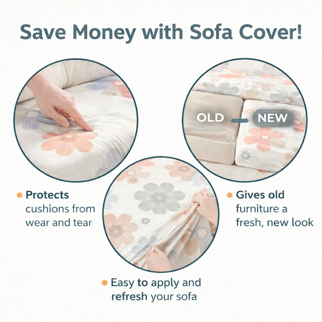 Anti-Slip L Shaped Pastel flora Cushion Sofa Couch Cover