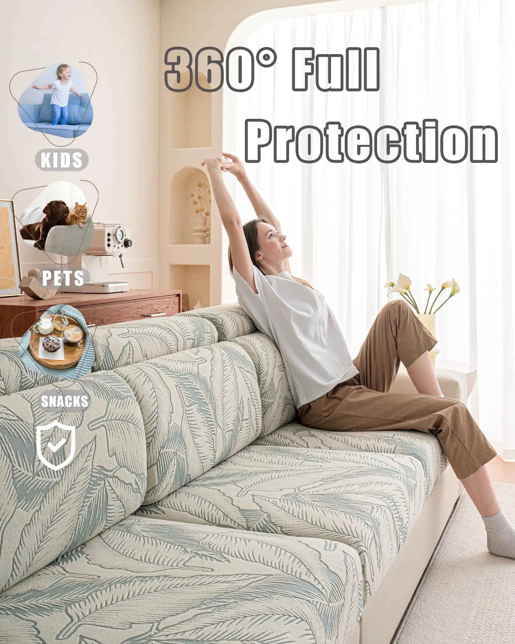 L Shaped Sectional Leaf Cushion Sofa Couch Cover
