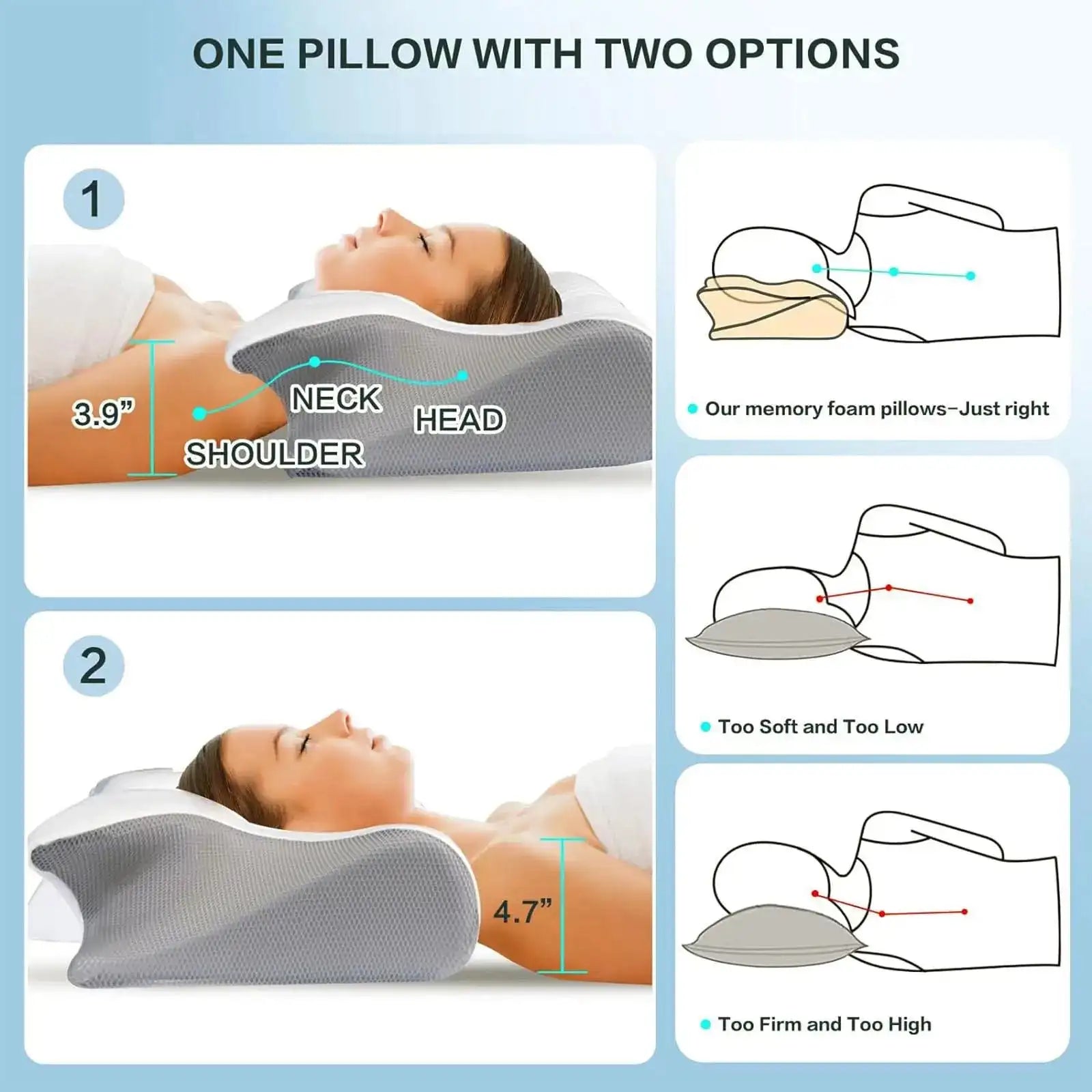 Ergonomically Relaxing Support Sleeping Bed Pillow