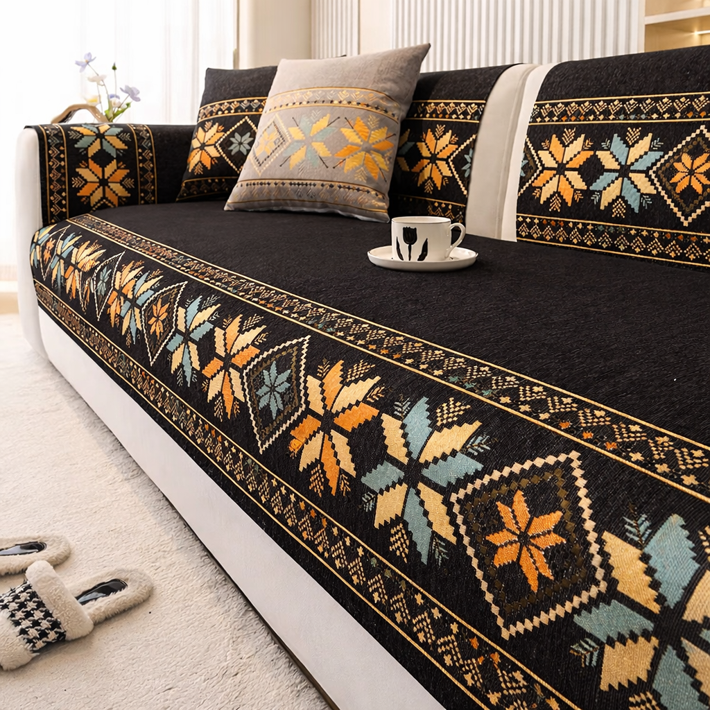 Non Slip Boho Chenille Geometric Sofa Couch Cover