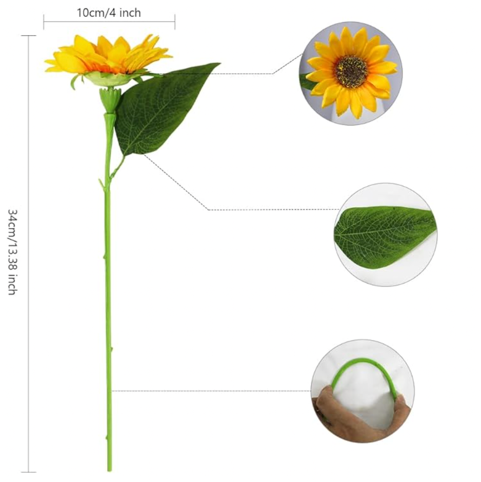Faux Artificial Stem Silk Sunflower Flower