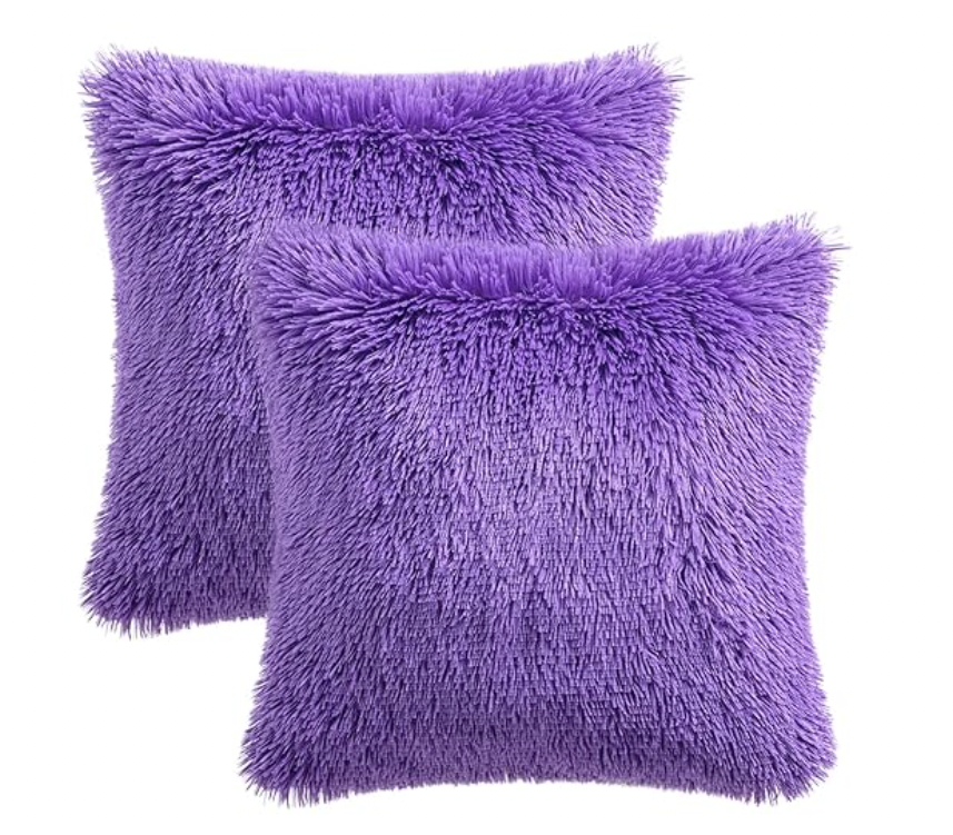 2 Faux Fur Fluffy Plush Pillow Cushion Cover Case