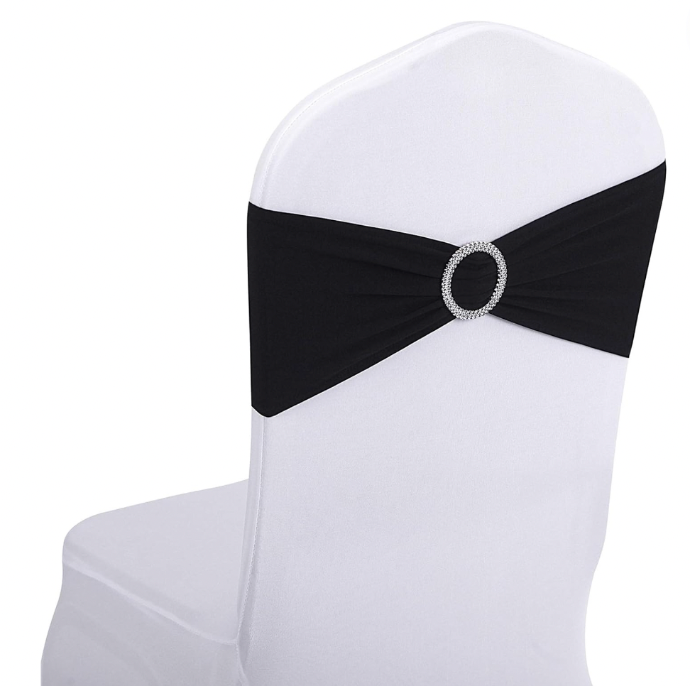 25 Spandex Chair Sashes Bows Cover Band