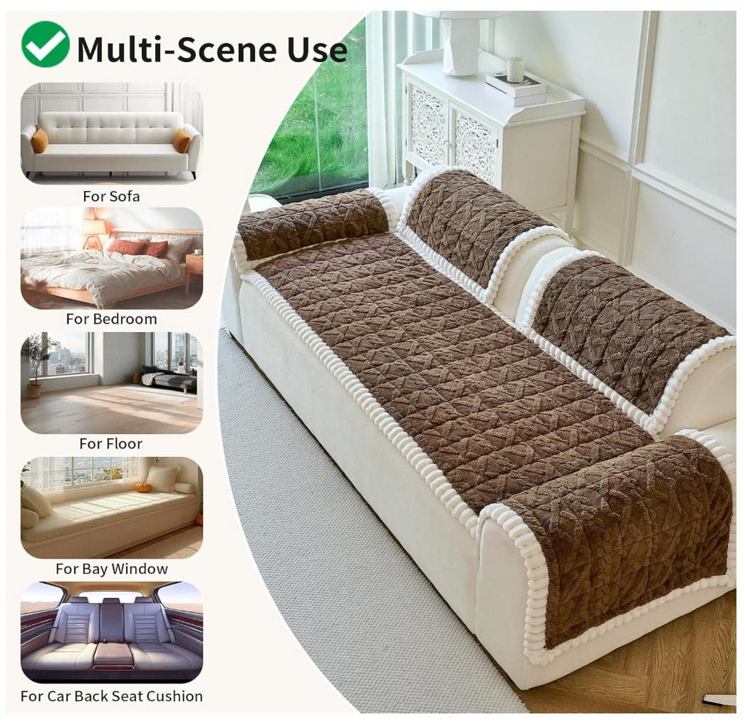 Non Slip Fuzzy Dog Pet Bed Mat Couch Sofa Cover