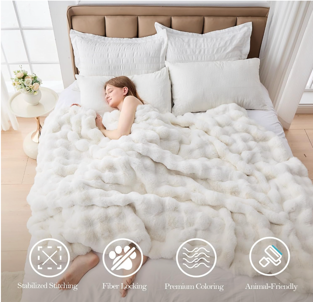 Fluffy Fleece bubble Blanket