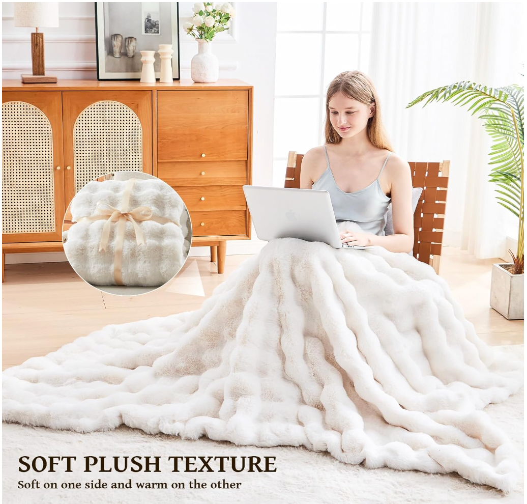 Fluffy Fleece bubble Blanket