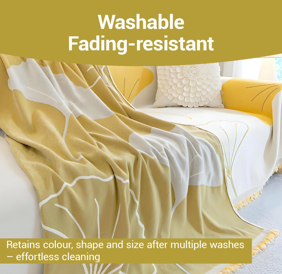 Reversible Modern Chenille Tassels Sofa Couch Cover