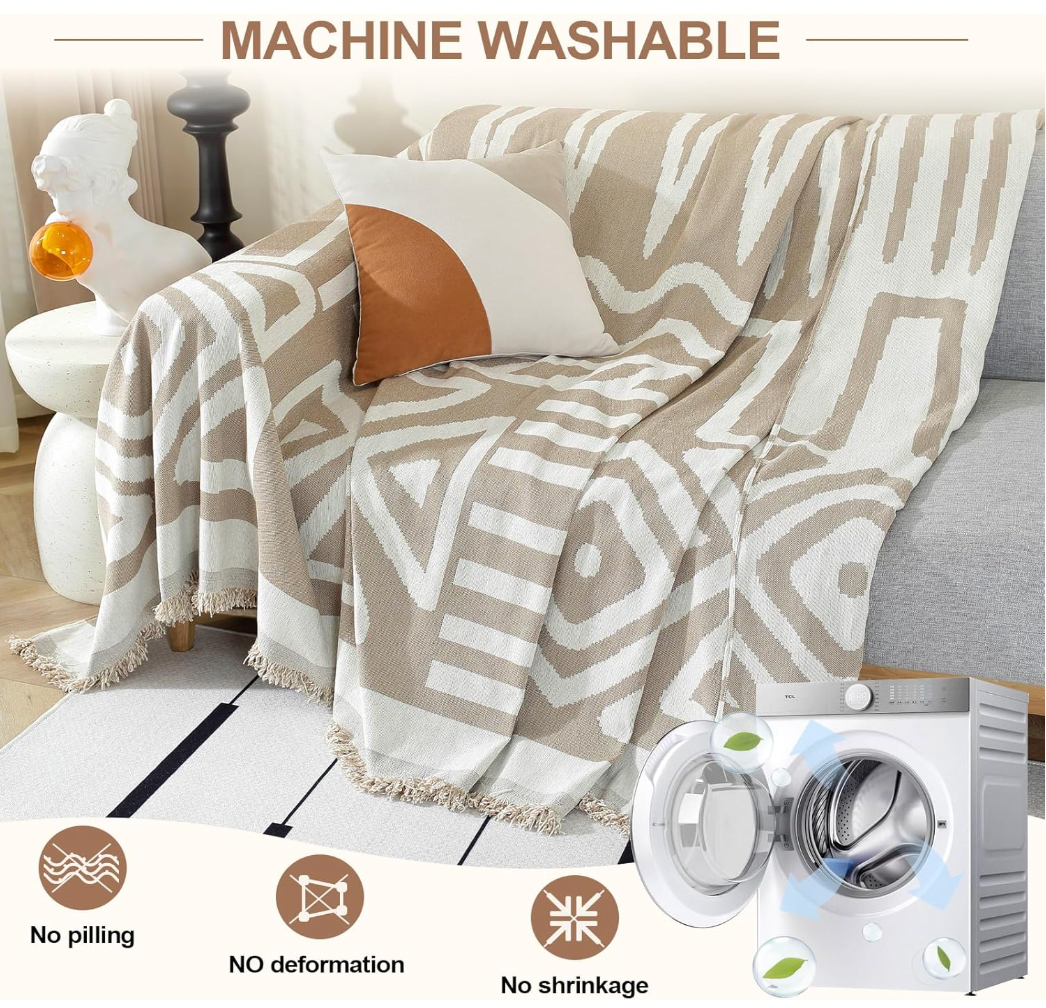 Chenille Reversible Modern Tassels Sofa Couch Cover