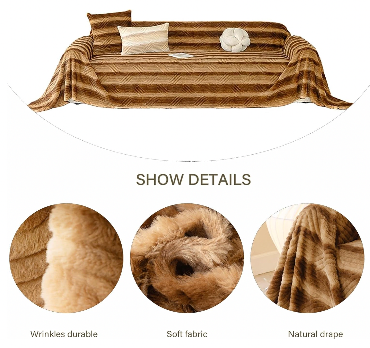 Casual Fuzzy Geometric Plush Sofa Couch Cover