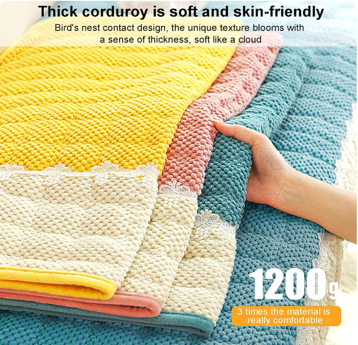 Non-Slip Quilted Lace Plush Sofa Couch Cover