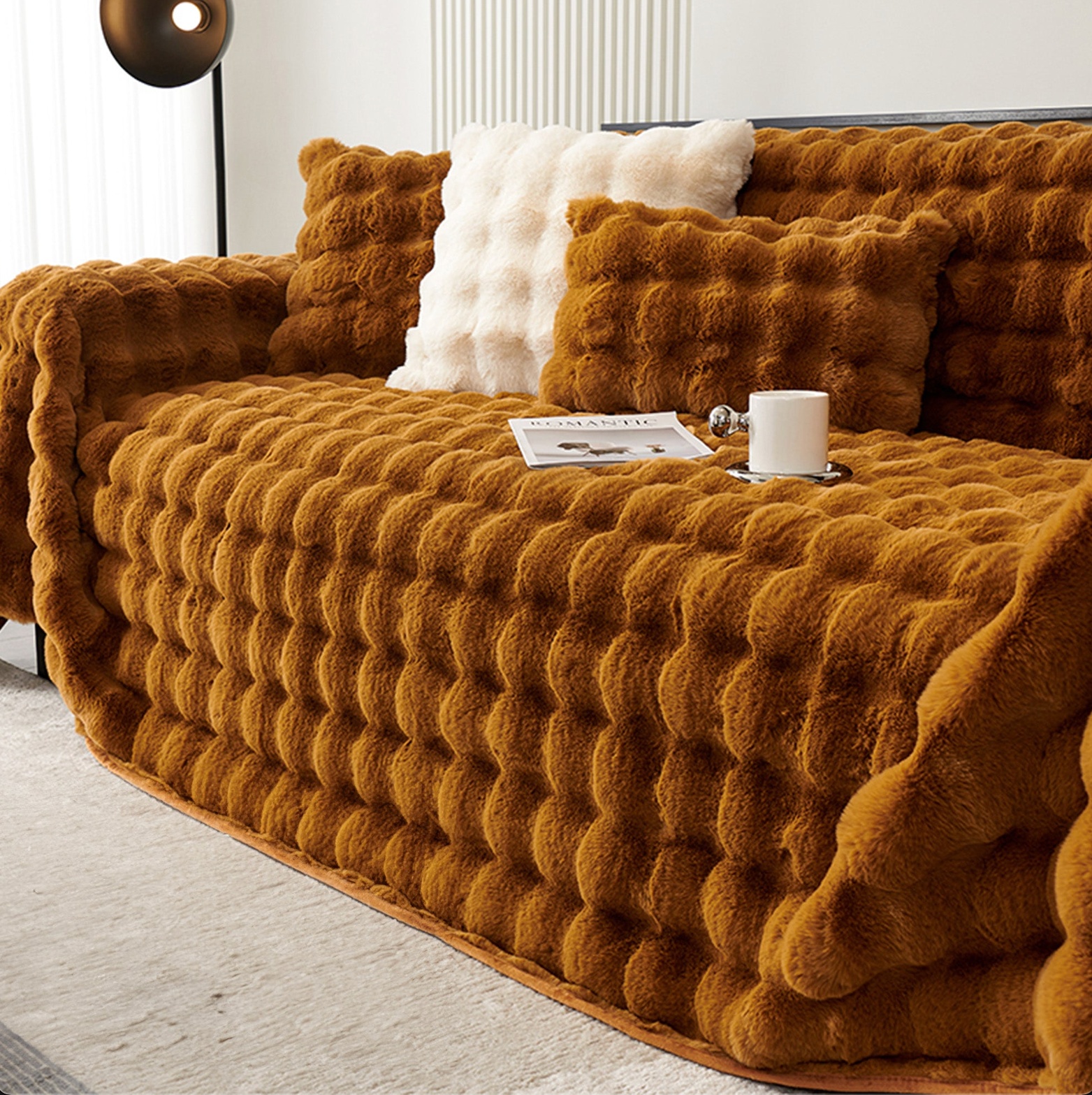 Non Slip Plush Fuzzy Furry Couch Sofa Cover