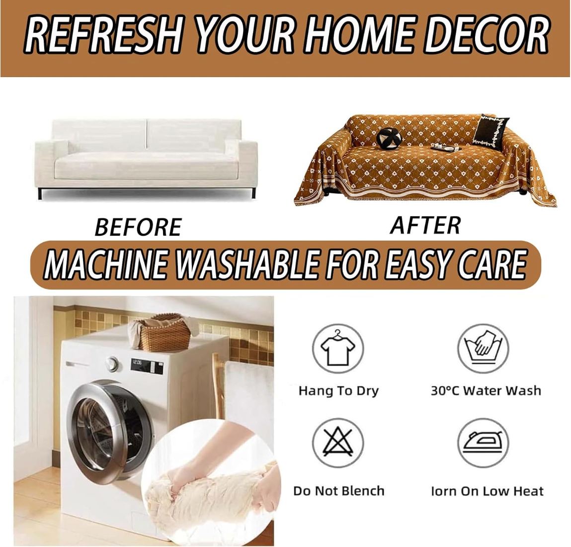 Elegant Geometric Chenille Bohemian Sofa Couch Cover