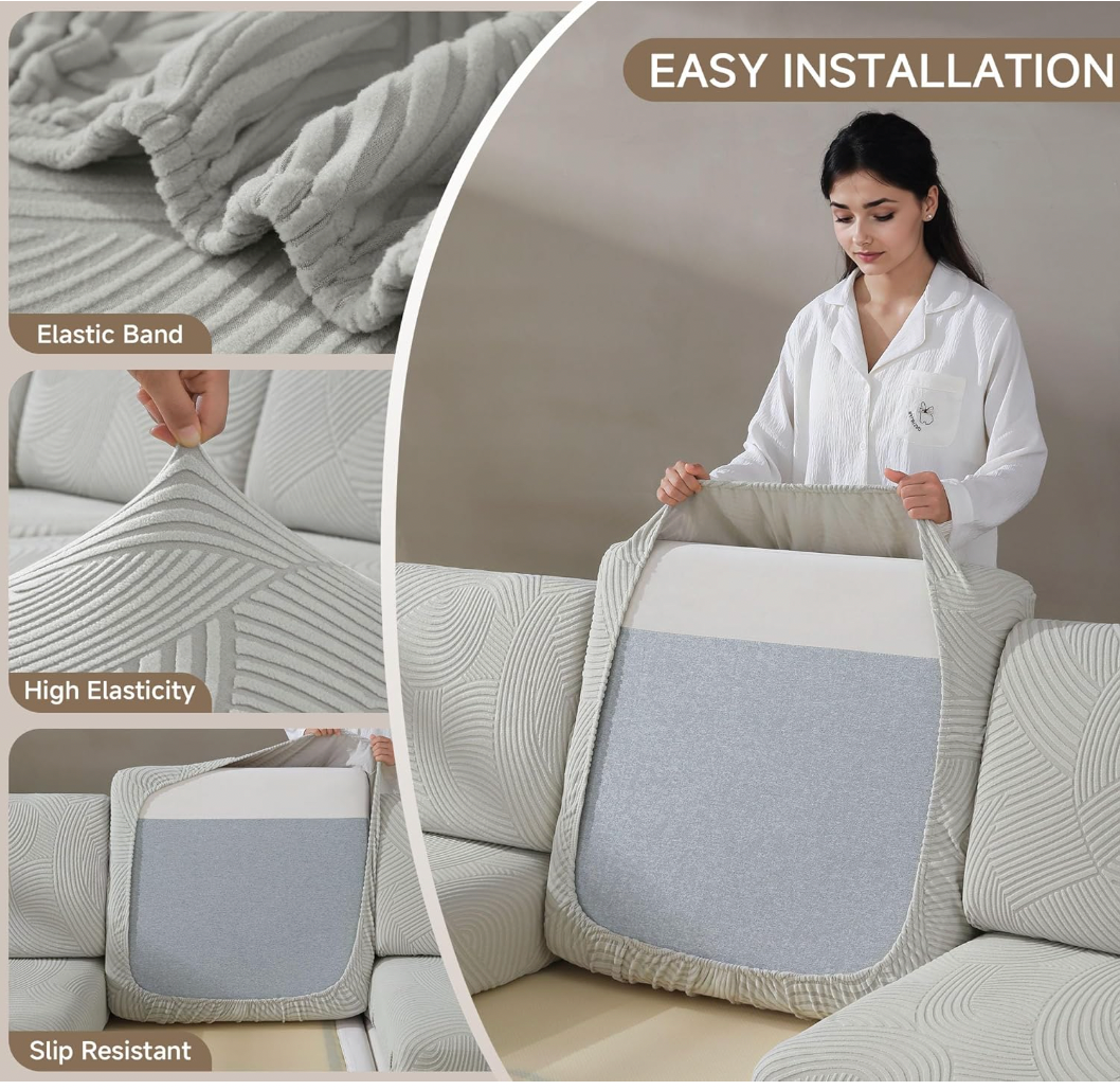 Anti Slip Geometric L Shaped Sectional Cushion Sofa Couch Cover