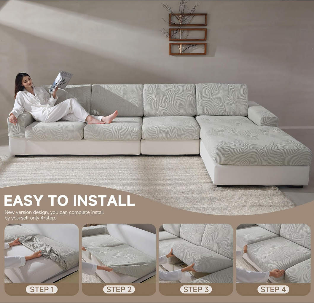 Anti Slip Geometric L Shaped Sectional Cushion Sofa Couch Cover