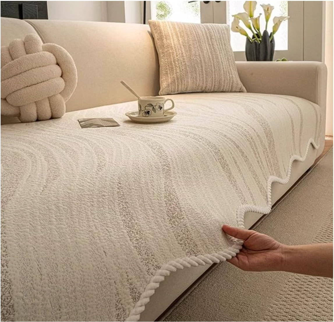 Ice Silk Braided Non-slip Mat Couch Sofa Cover