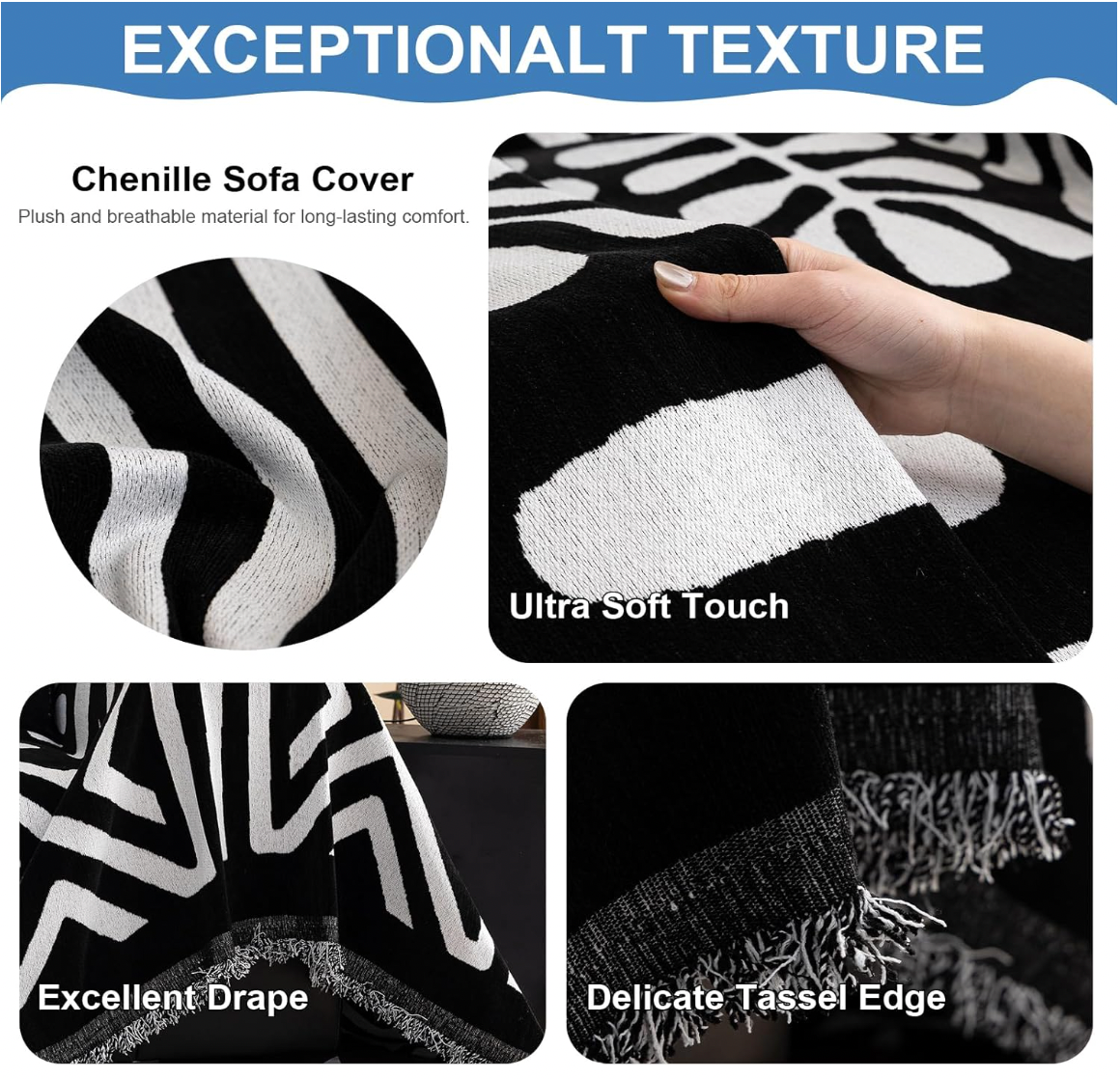 Non-Slip Boho Geometric Tassels Reversible Sofa Couch Cover