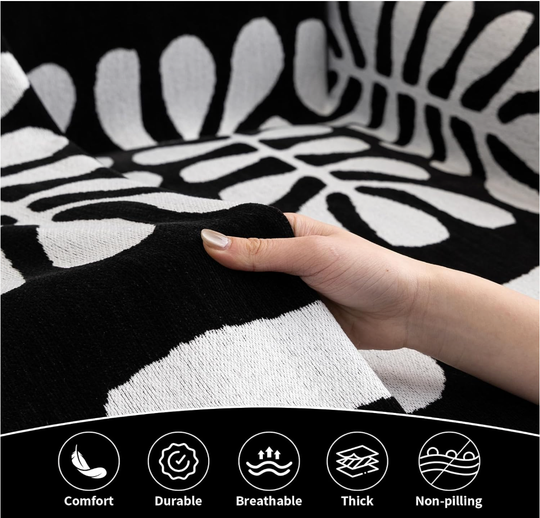 Non-Slip Boho Geometric Tassels Reversible Sofa Couch Cover
