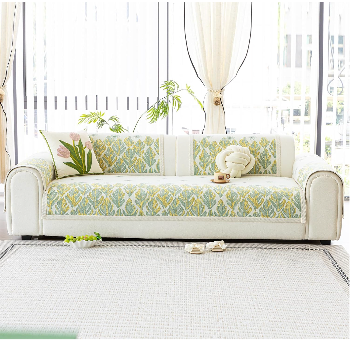Non Slip Premium Chenille Jacquard Couch Cover