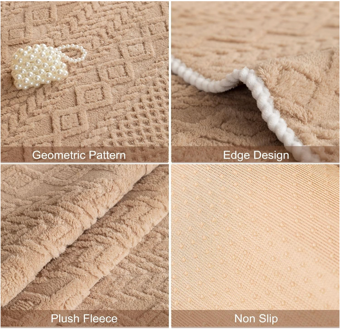 Non Slip Fluffy Geometric Jacquard Mat Couch Sofa Cover
