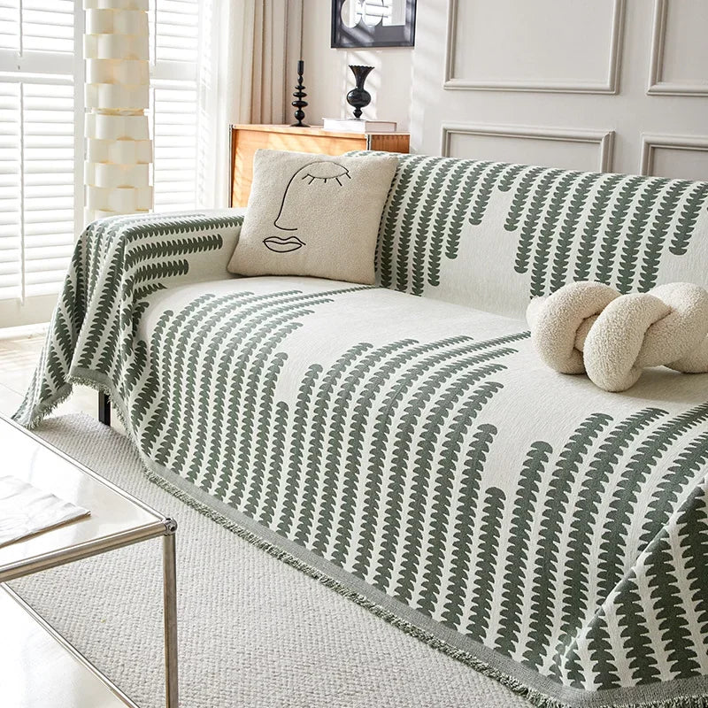 Elegance Chenille Anti-Slip Tassels Sofa Couch Cover