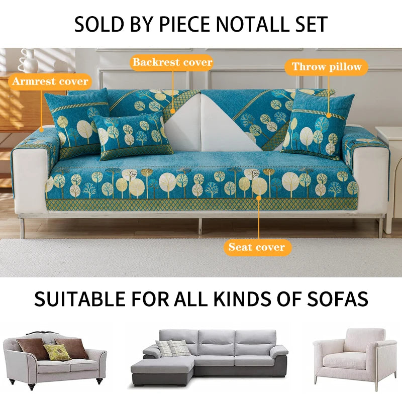 Chenille Boho Jacquard Non Slip Sofa Couch Cover