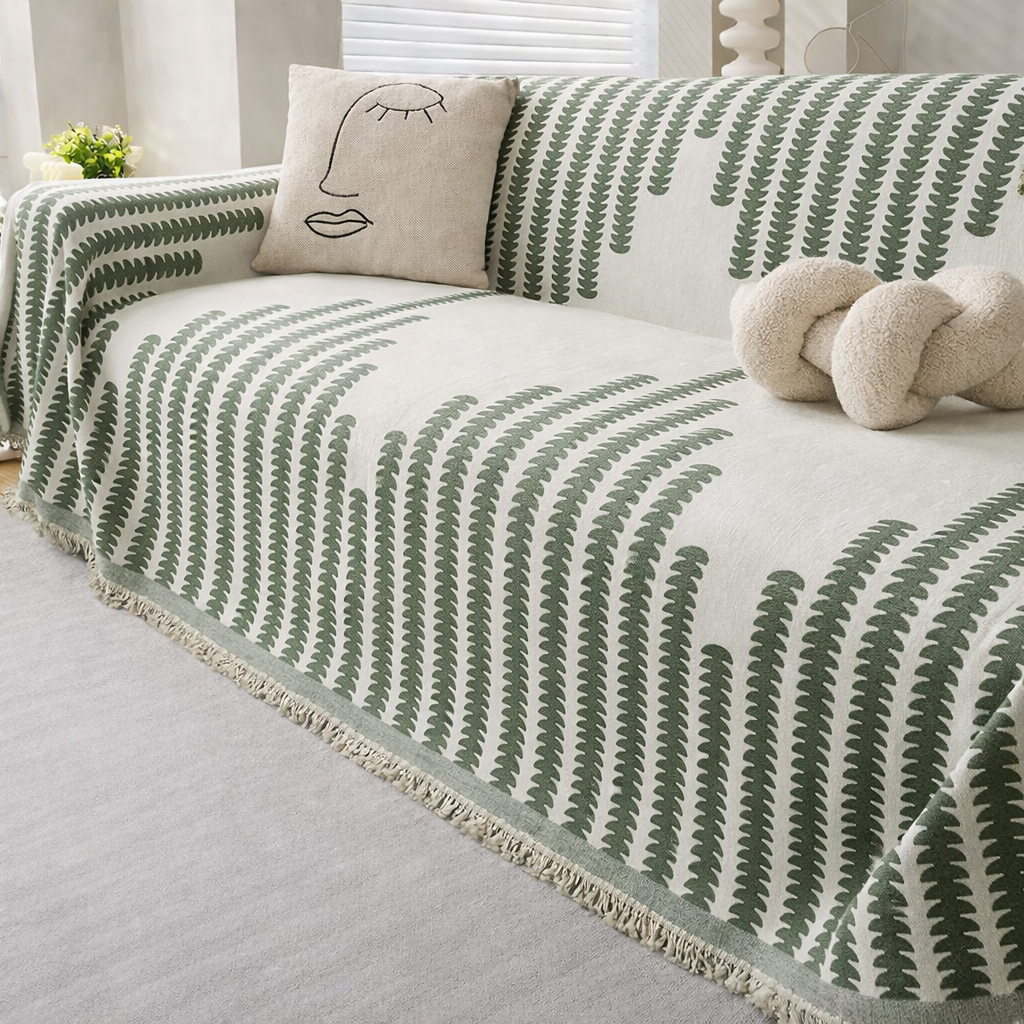 Elegance Chenille Anti-Slip Tassels Sofa Couch Cover