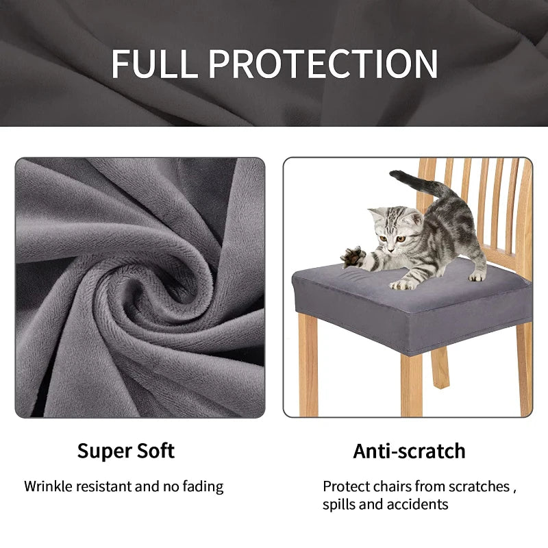 Velvet Slipcover Chair Seat Cover