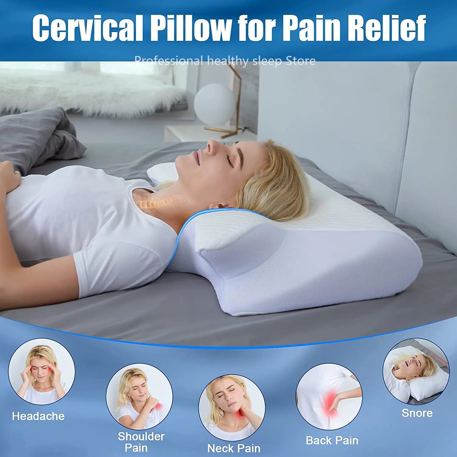 Ergonomically Relaxing Support Sleeping Bed Pillow
