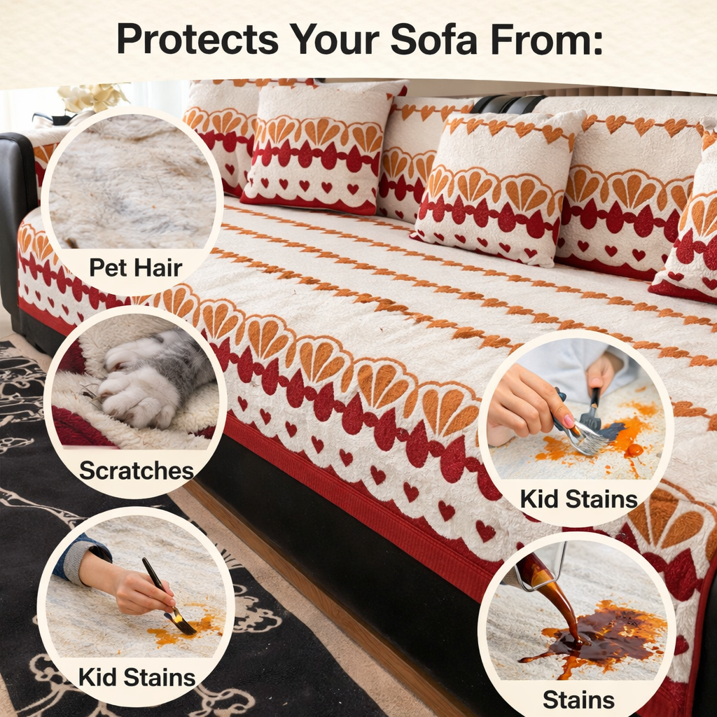 Non Slip Plush Fuzzy Mat Couch Sofa Cover