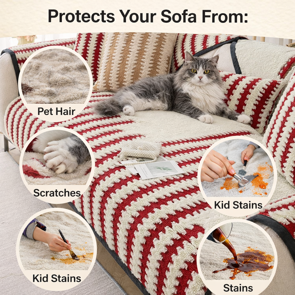 Non Slip Geometric Fuzzy Mat Couch Sofa Cover