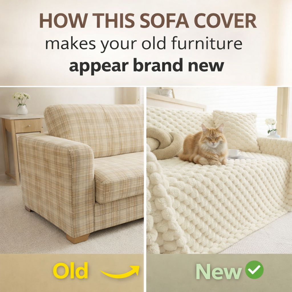 Fuzzy Plush Rabbit Non-Slip Sofa Couch Cover