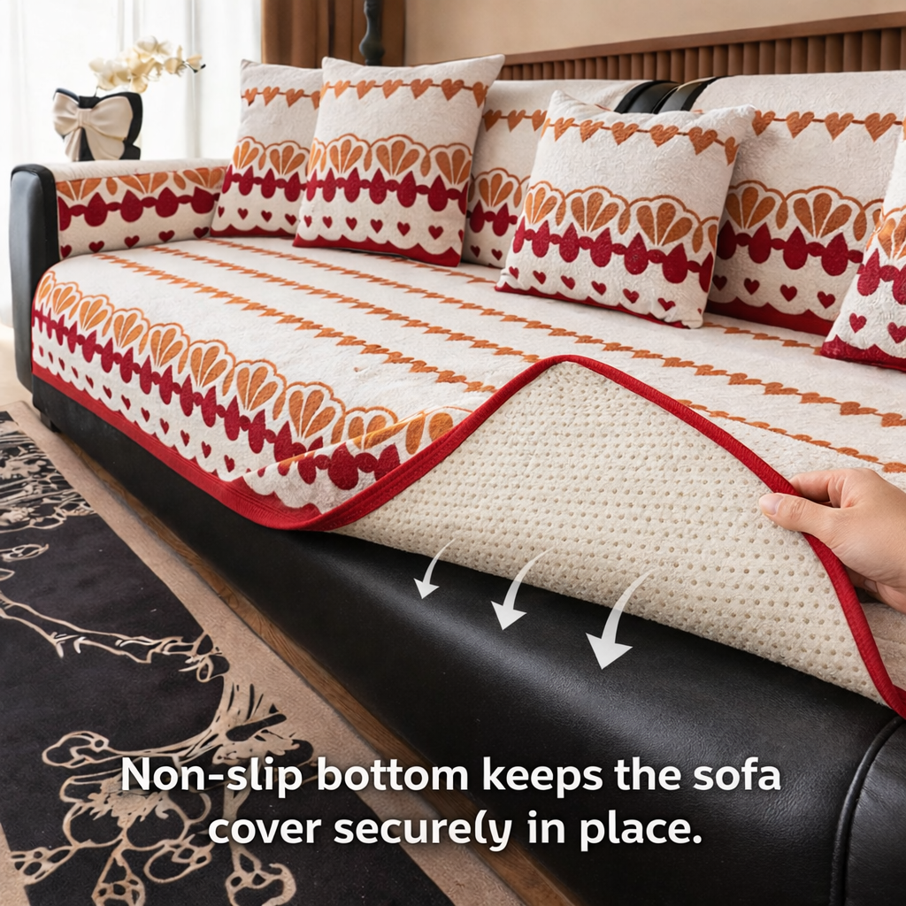 Non Slip Plush Fuzzy Mat Couch Sofa Cover