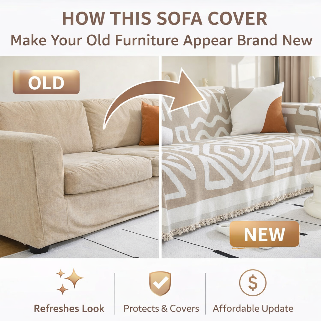 Chenille Reversible Modern Tassels Sofa Couch Cover