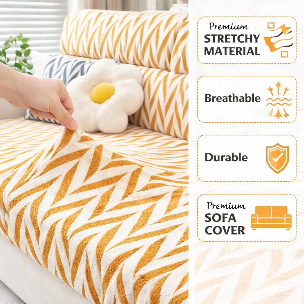 L Shaped Sectional Geometric Plush Cushion Sofa Couch Cover