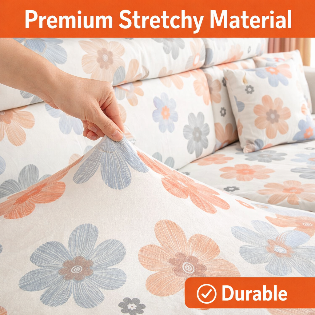 Anti-Slip L Shaped Pastel flora Cushion Sofa Couch Cover