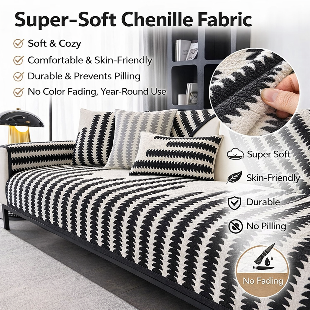 Chenille Boho Geometric Non Slip Sofa Couch Cover