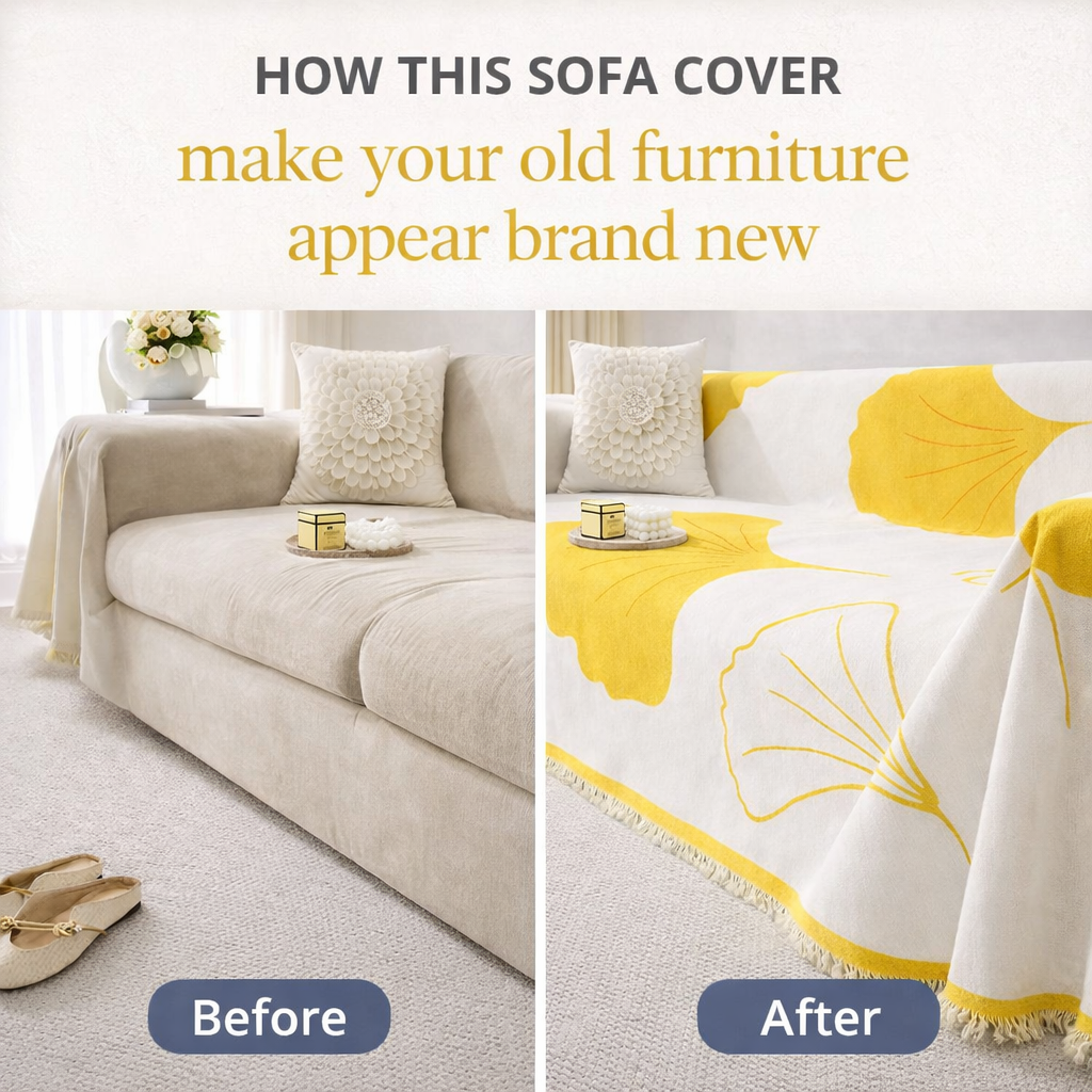 Reversible Modern Chenille Tassels Sofa Couch Cover