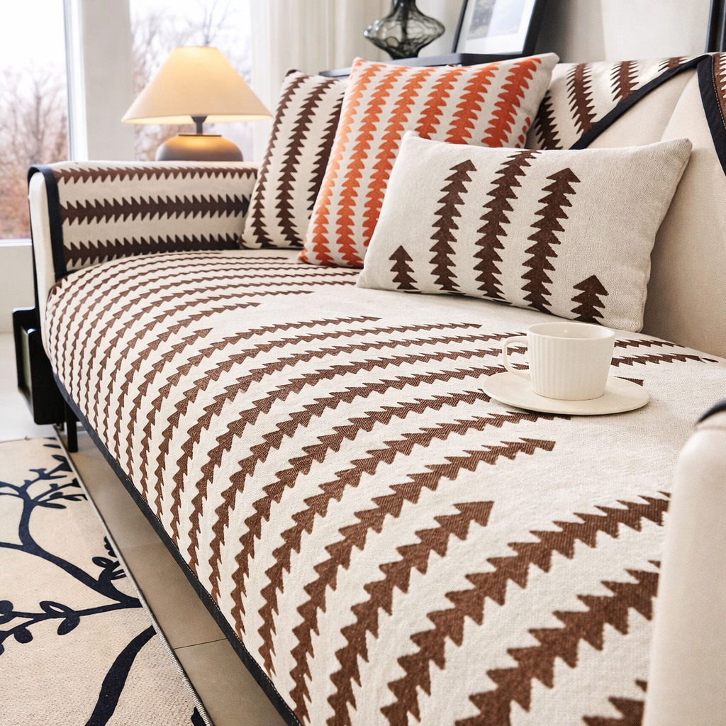 Chenille Boho Geometric Non Slip Sofa Couch Cover