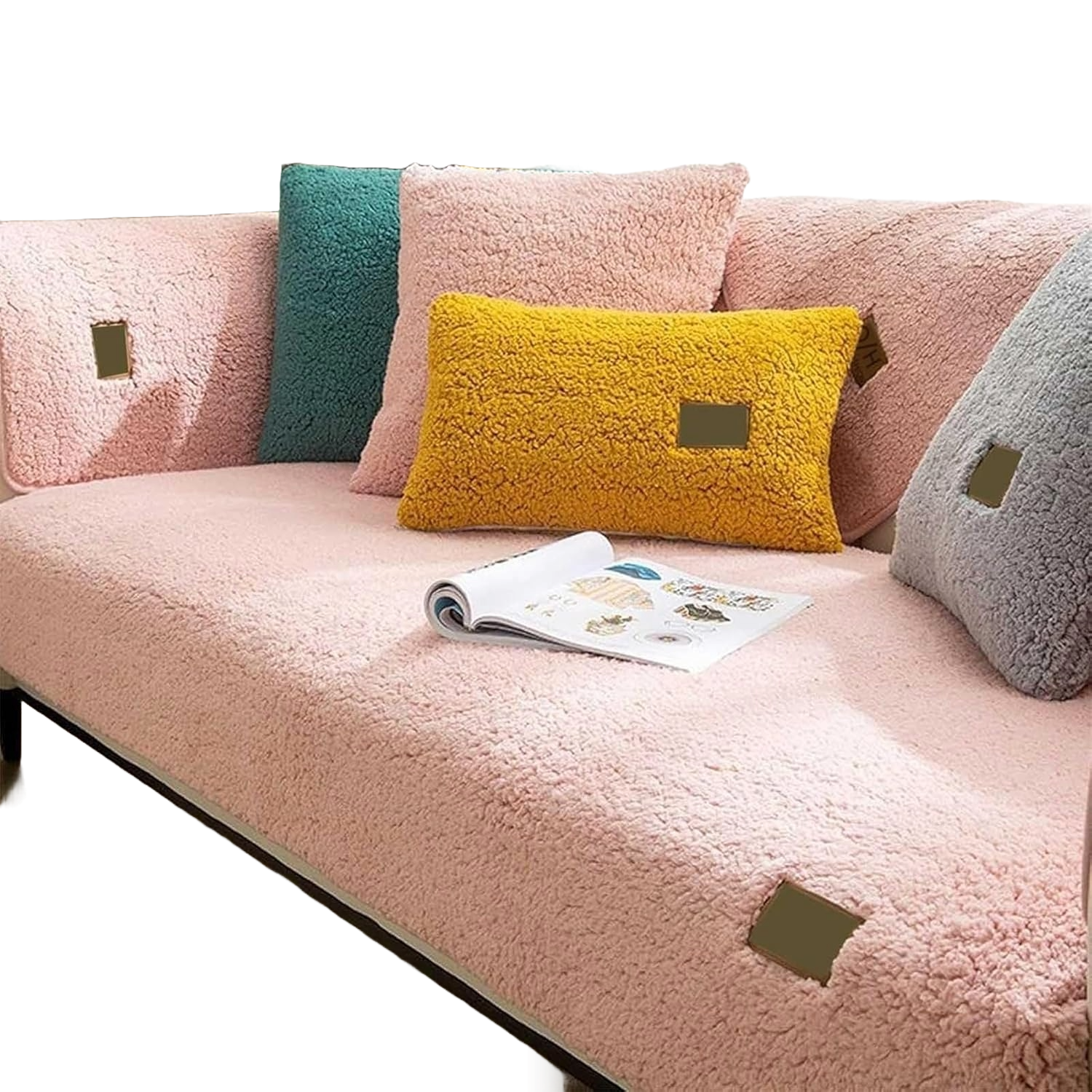 Fuzzy Furry Plush Non Slip Sherpa Fleece Sofa Couch Cover